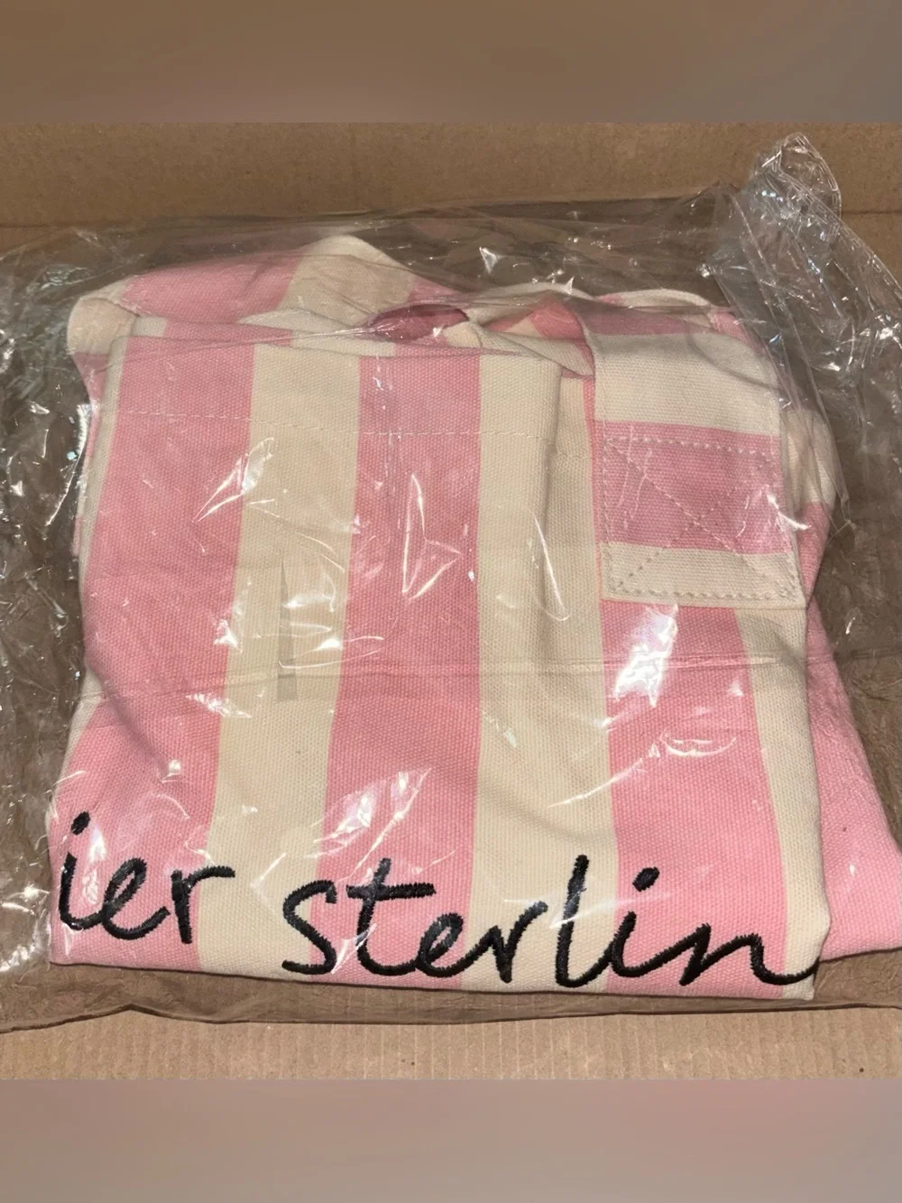 NWT Frasier Sterling Sport Pink & Cream Cotton Canvas Tote Bag HUGE (Sold Out) - Picture 6 of 14
